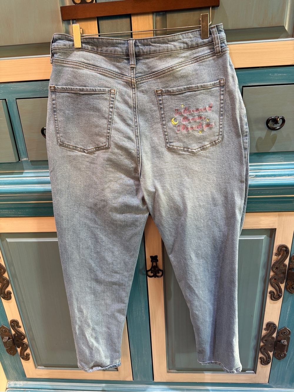 Sailor Moon Women's Boyfriend Jeans with Embroidered Character Patches - Picture 3 of 7